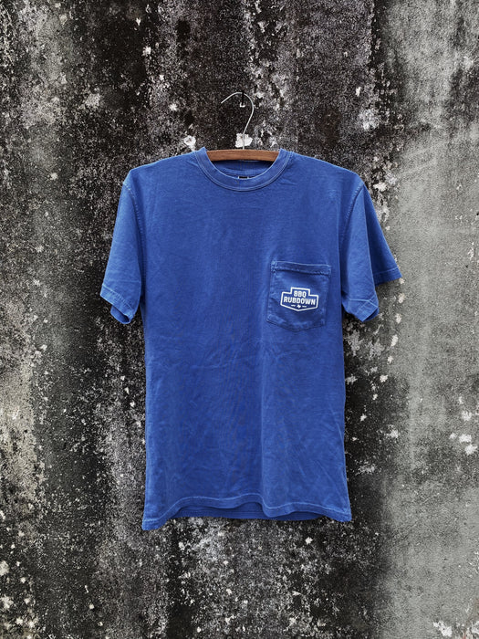 BBQ Rubdown Dual Logo Pocket Tee Front in Peri Blue