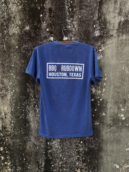 BBQ Rubdown Dual Logo Pocket Tee Back in Peri Blue